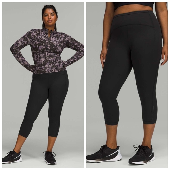 Lululemon Swift Speed High-Rise Crop 21" Black W6CDXS Running Leggings Women's 4 - Picture 1 of 9